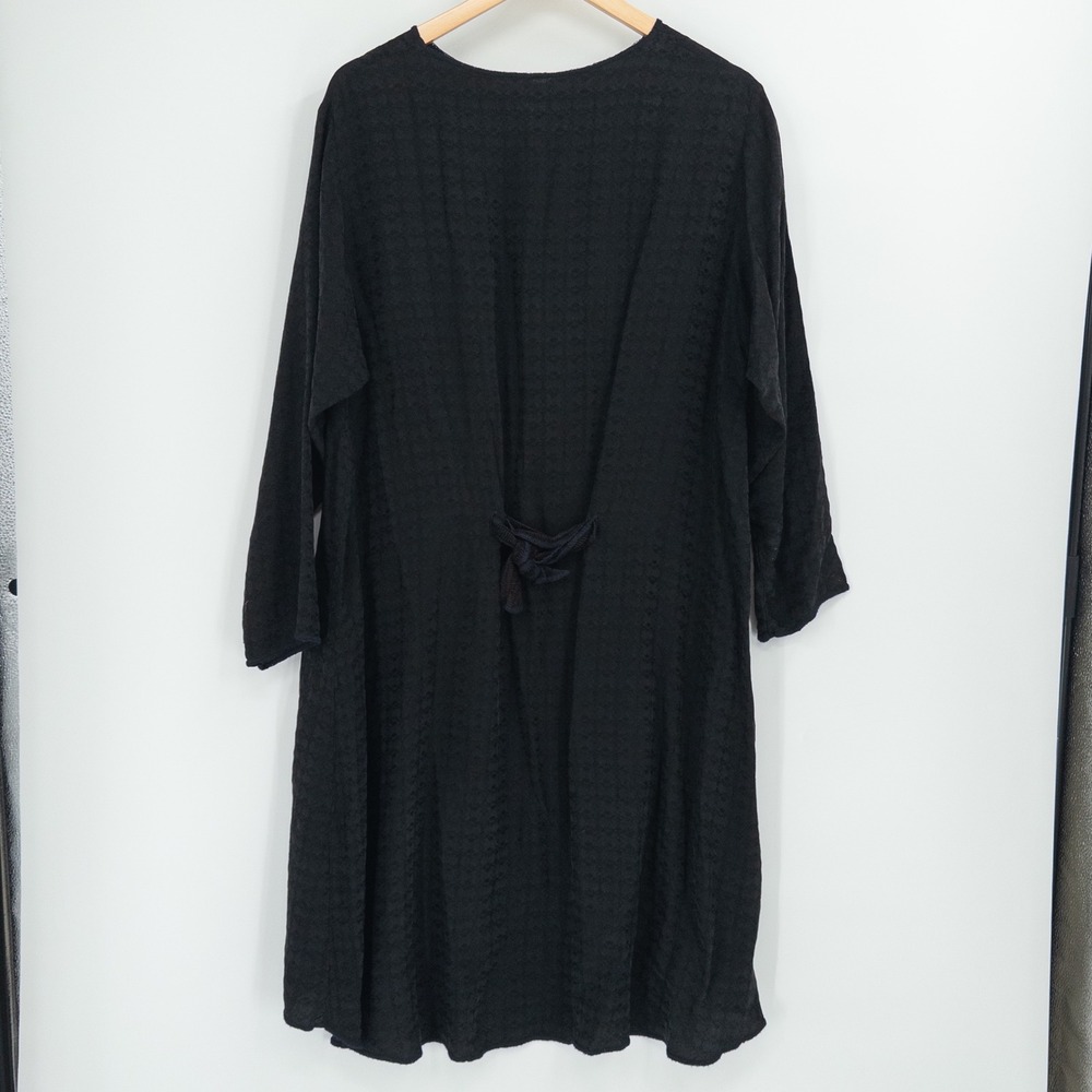 Vintage Lagenlook Dress Womens Large Black Jacquard Garb Artwear Flowy Artsy - Picture 4 of 11